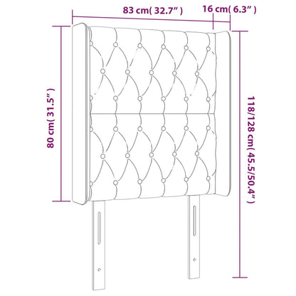 vidaXL Kopfteil mit Ohren Hellgrau 83x16x118/128 cm Samt