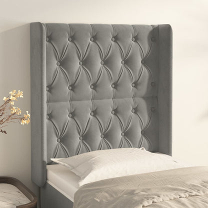 vidaXL Kopfteil mit Ohren Hellgrau 83x16x118/128 cm Samt