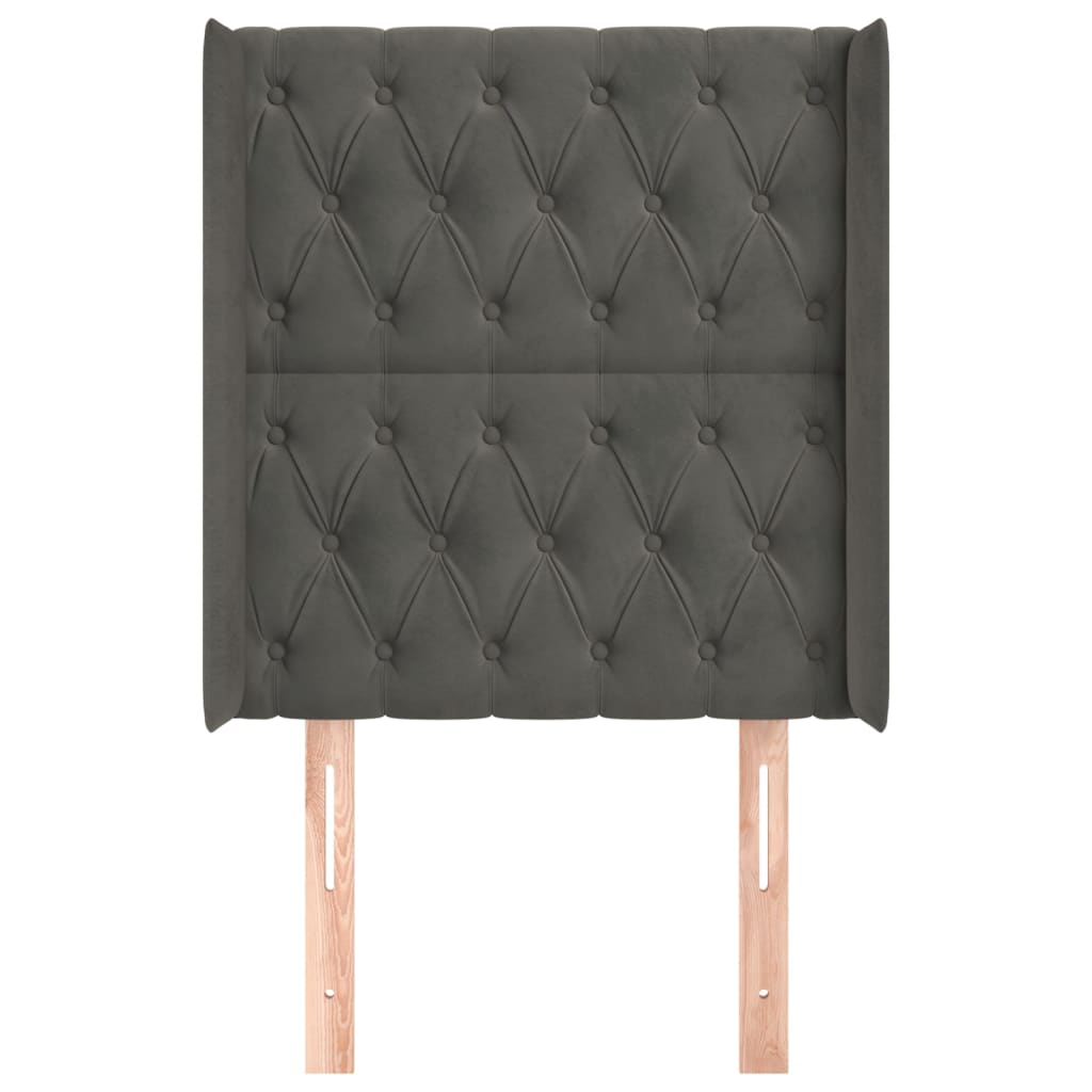 vidaXL Kopfteil mit Ohren Dunkelgrau 83x16x118/128 cm Samt