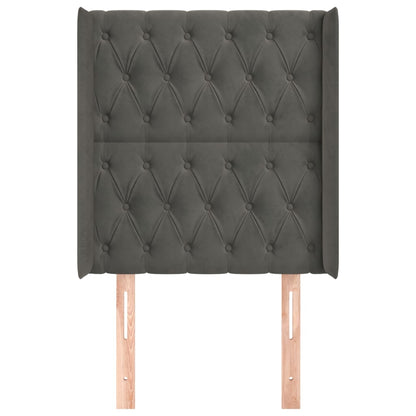 vidaXL Kopfteil mit Ohren Dunkelgrau 83x16x118/128 cm Samt