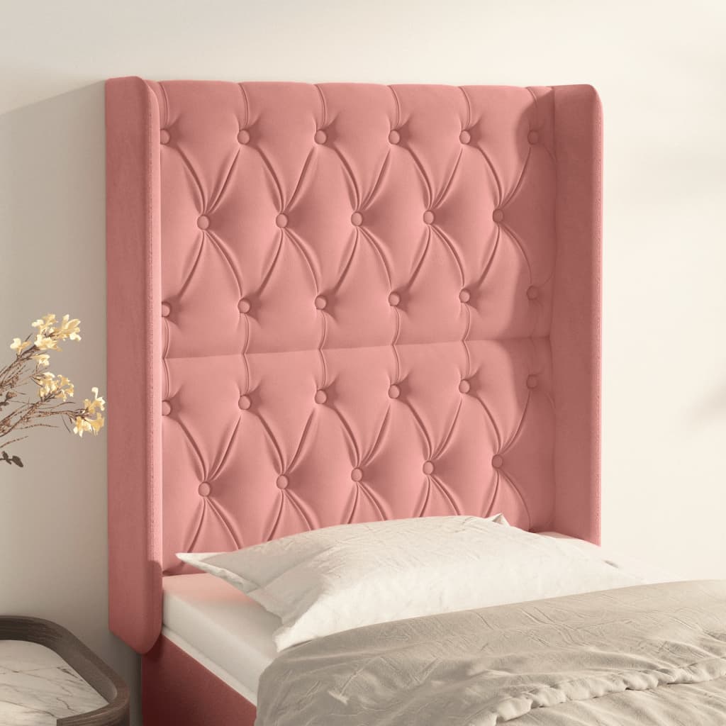 vidaXL Kopfteil mit Ohren Rosa 83x16x118/128 cm Samt