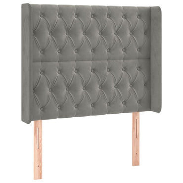 vidaXL Kopfteil mit Ohren Hellgrau 93x16x118/128 cm Samt