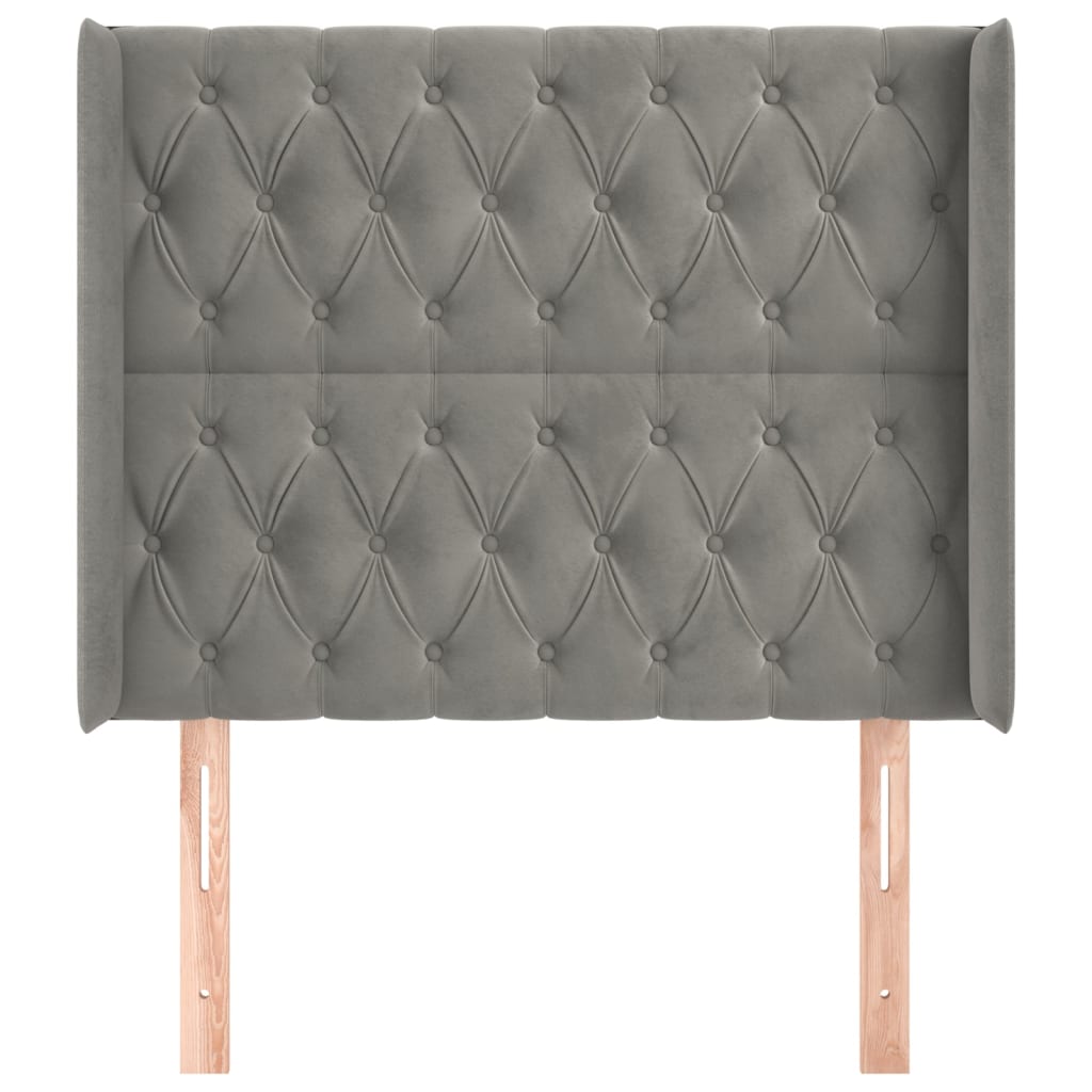 vidaXL Kopfteil mit Ohren Hellgrau 93x16x118/128 cm Samt