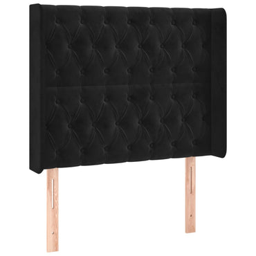 vidaXL Kopfteil mit Ohren Schwarz 93x16x118/128 cm Samt