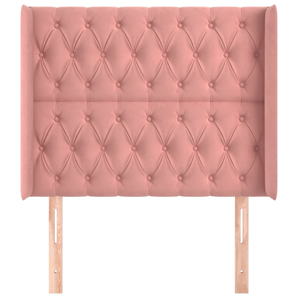 vidaXL Kopfteil mit Ohren Rosa 93x16x118/128 cm Samt