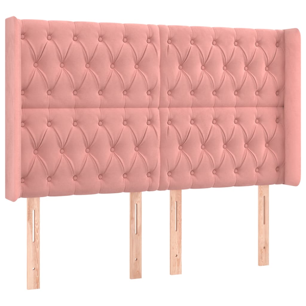 vidaXL Kopfteil mit Ohren Rosa 147x16x118/128 cm Samt
