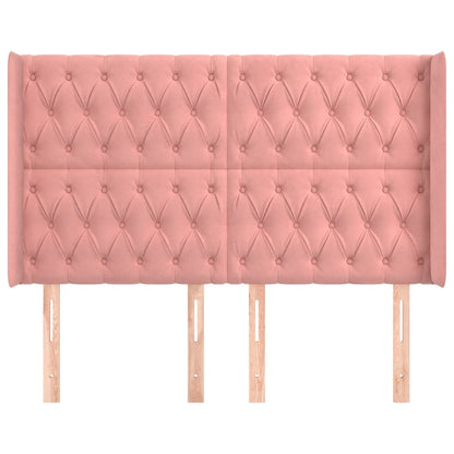 vidaXL Kopfteil mit Ohren Rosa 147x16x118/128 cm Samt