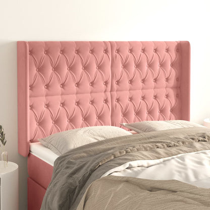 vidaXL Kopfteil mit Ohren Rosa 147x16x118/128 cm Samt