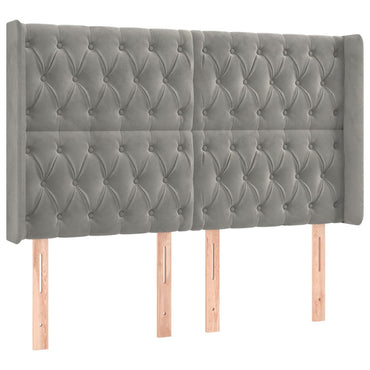 vidaXL Kopfteil mit Ohren Hellgrau 163x16x118/128 cm Samt