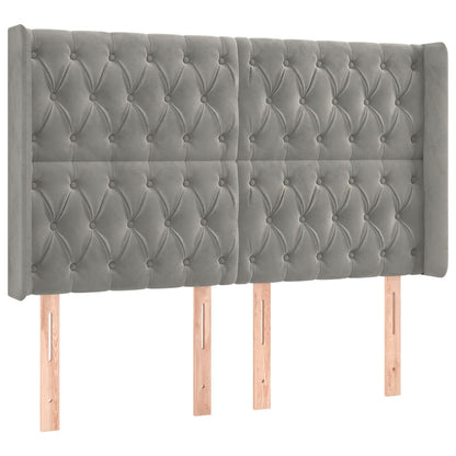 vidaXL Kopfteil mit Ohren Hellgrau 163x16x118/128 cm Samt