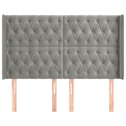 vidaXL Kopfteil mit Ohren Hellgrau 163x16x118/128 cm Samt