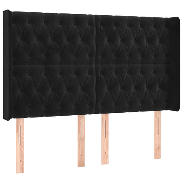 vidaXL Kopfteil mit Ohren Schwarz 163x16x118/128 cm Samt