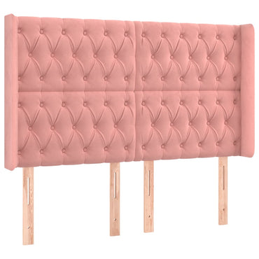 vidaXL Kopfteil mit Ohren Rosa 163x16x118/128 cm Samt