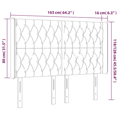 vidaXL Kopfteil mit Ohren Rosa 163x16x118/128 cm Samt