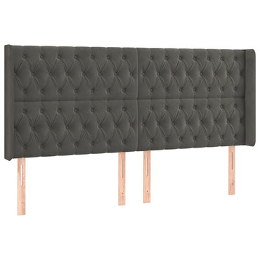 vidaXL Kopfteil mit Ohren Dunkelgrau 183x16x118/128 cm Samt