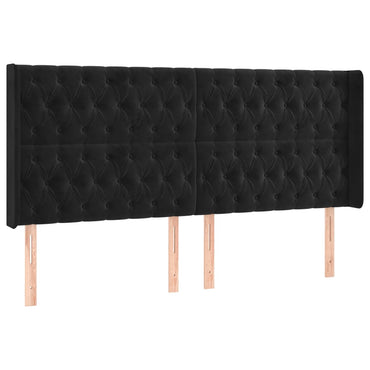 vidaXL Kopfteil mit Ohren Schwarz 183x16x118/128 cm Samt