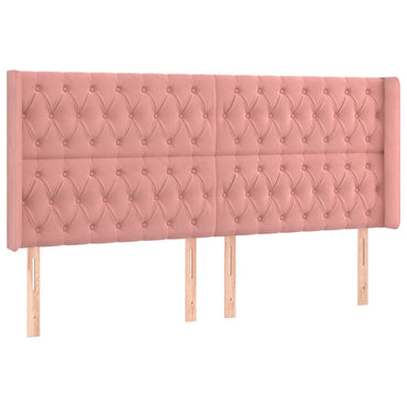 vidaXL Kopfteil mit Ohren Rosa 183x16x118/128 cm Samt