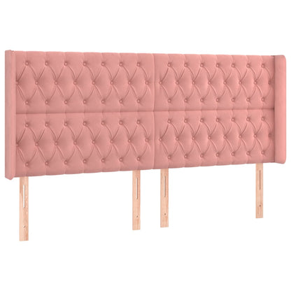 vidaXL Kopfteil mit Ohren Rosa 183x16x118/128 cm Samt