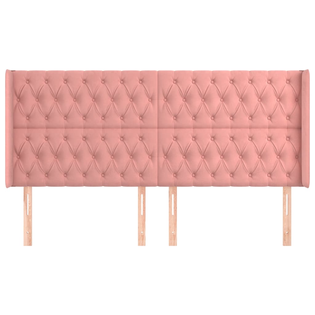 vidaXL Kopfteil mit Ohren Rosa 183x16x118/128 cm Samt