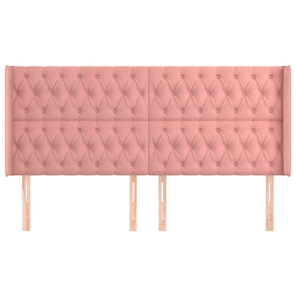 vidaXL Kopfteil mit Ohren Rosa 183x16x118/128 cm Samt