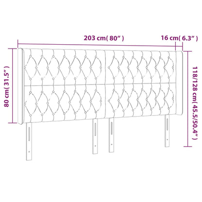 vidaXL Kopfteil mit Ohren Hellgrau 203x16x118/128 cm Samt