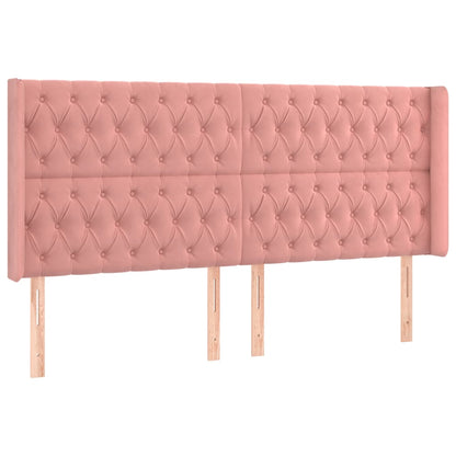 vidaXL Kopfteil mit Ohren Rosa 203x16x118/128 cm Samt