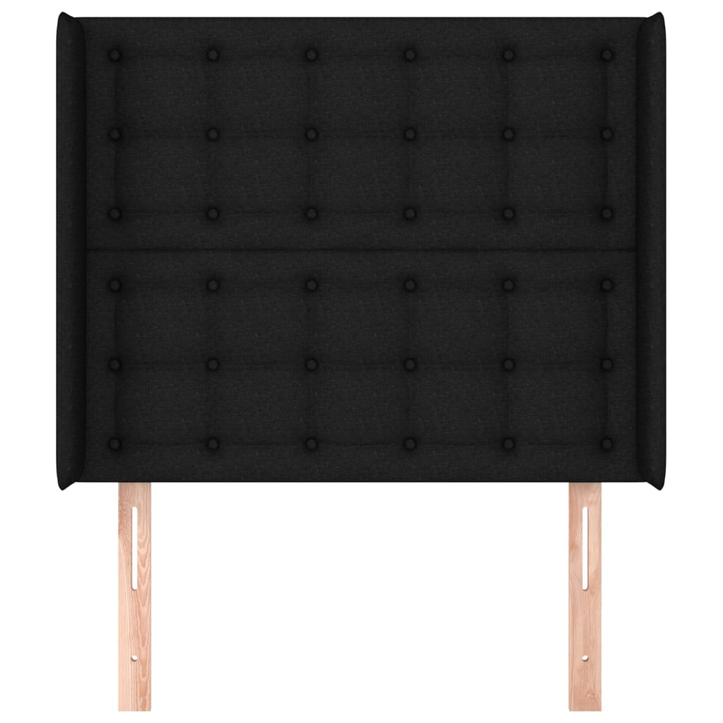 vidaXL Kopfteil mit Ohren Schwarz 83x16x118/128 cm Stoff