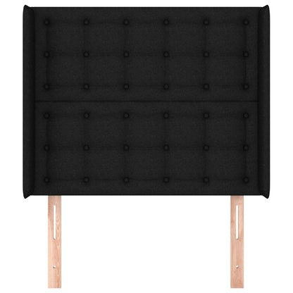 vidaXL Kopfteil mit Ohren Schwarz 93x16x118/128 cm Stoff