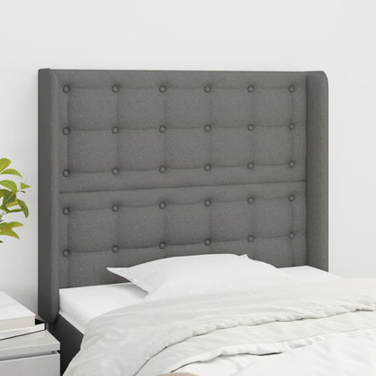 vidaXL Kopfteil mit Ohren Dunkelgrau 103x16x118/128 cm Stoff