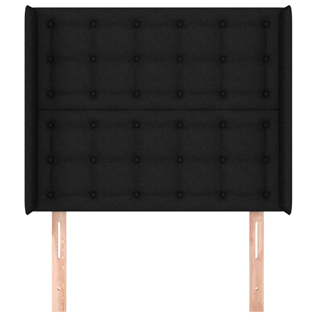 vidaXL Kopfteil mit Ohren Schwarz 103x16x118/128 cm Stoff