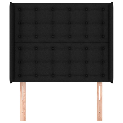 vidaXL Kopfteil mit Ohren Schwarz 103x16x118/128 cm Stoff