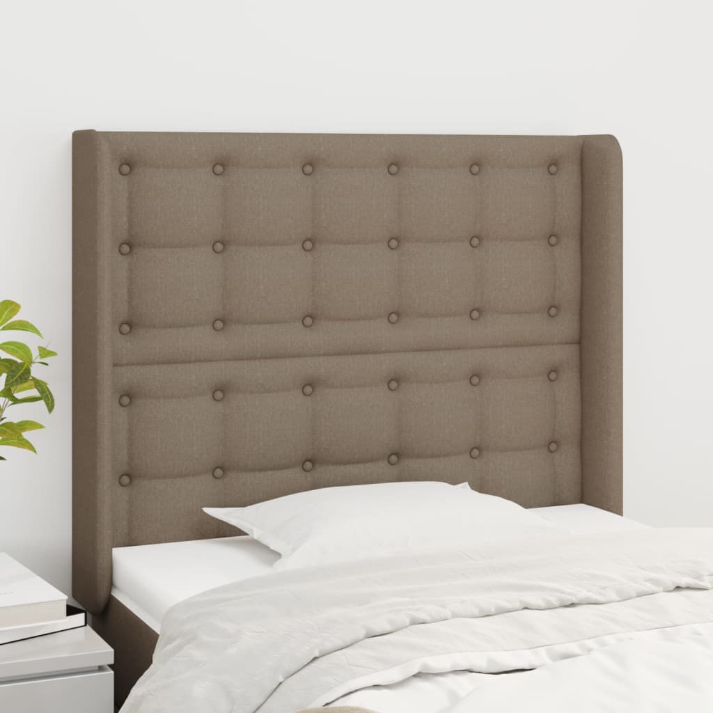 vidaXL Kopfteil mit Ohren Taupe 103x16x118/128 cm Stoff