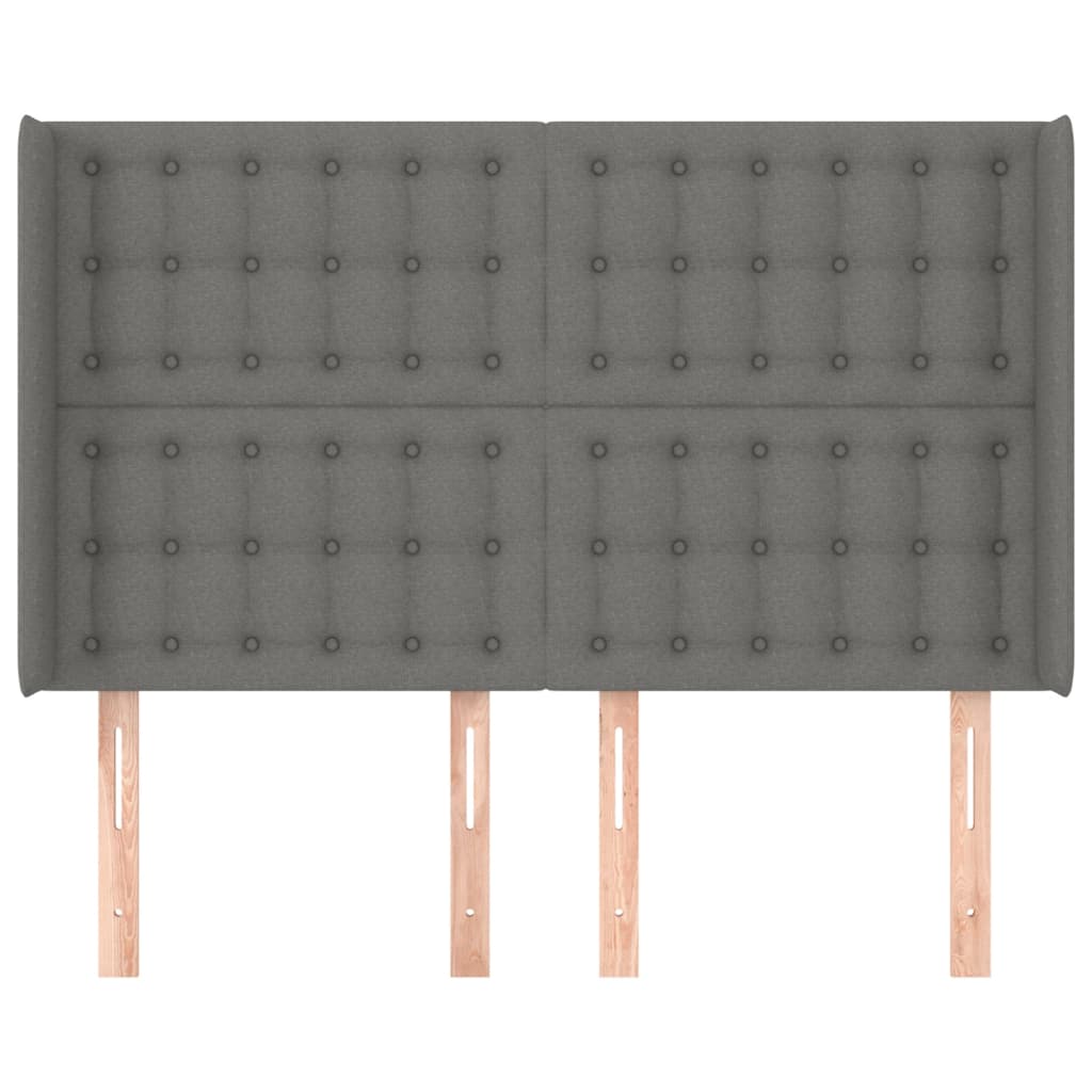 vidaXL Kopfteil mit Ohren Dunkelgrau 147x16x118/128 cm Stoff