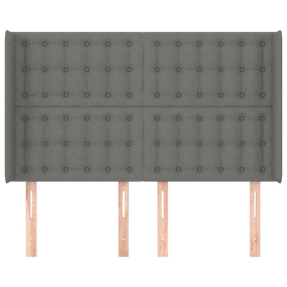 vidaXL Kopfteil mit Ohren Dunkelgrau 147x16x118/128 cm Stoff
