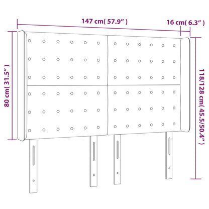 vidaXL Kopfteil mit Ohren Dunkelgrau 147x16x118/128 cm Stoff