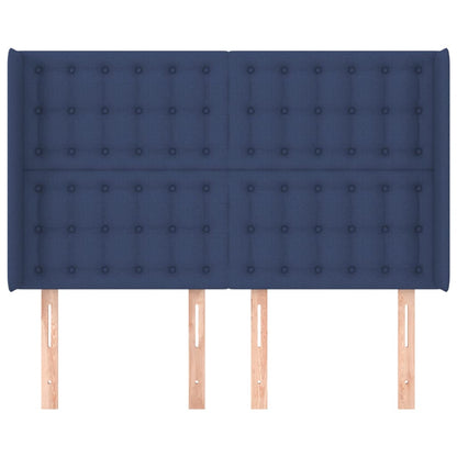 vidaXL Kopfteil mit Ohren Blau 147x16x118/128 cm Stoff