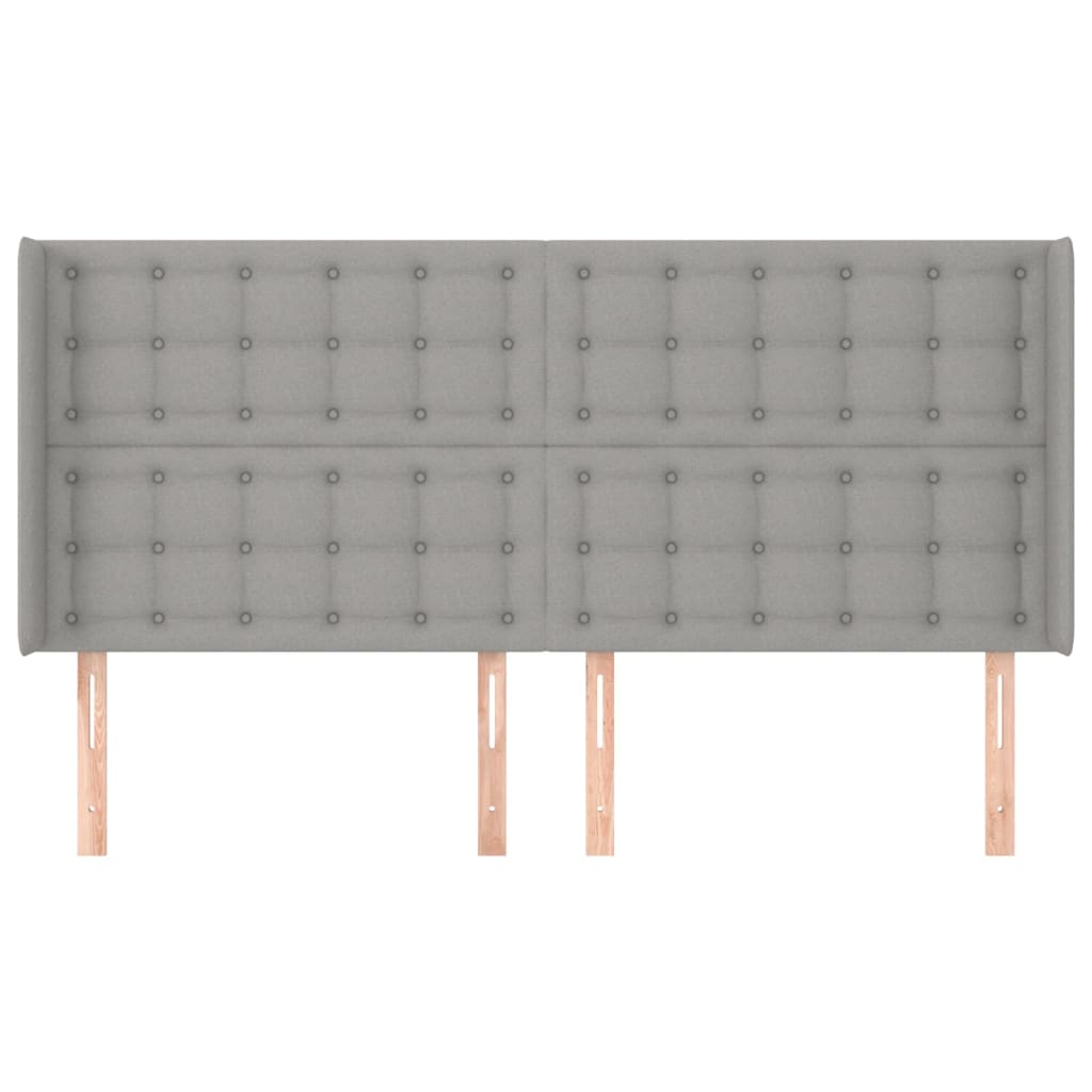 vidaXL Kopfteil mit Ohren Hellgrau 163x16x118/128 cm Stoff