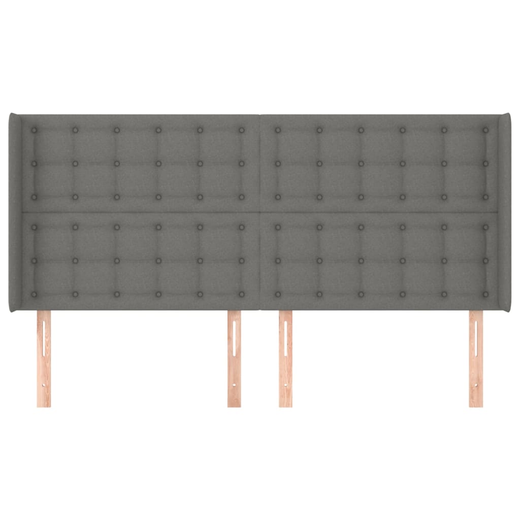 vidaXL Kopfteil mit Ohren Dunkelgrau 163x16x118/128 cm Stoff