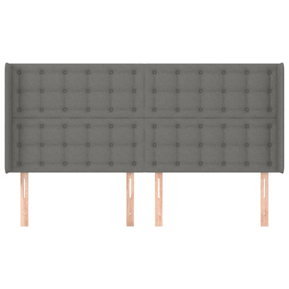 vidaXL Kopfteil mit Ohren Dunkelgrau 163x16x118/128 cm Stoff
