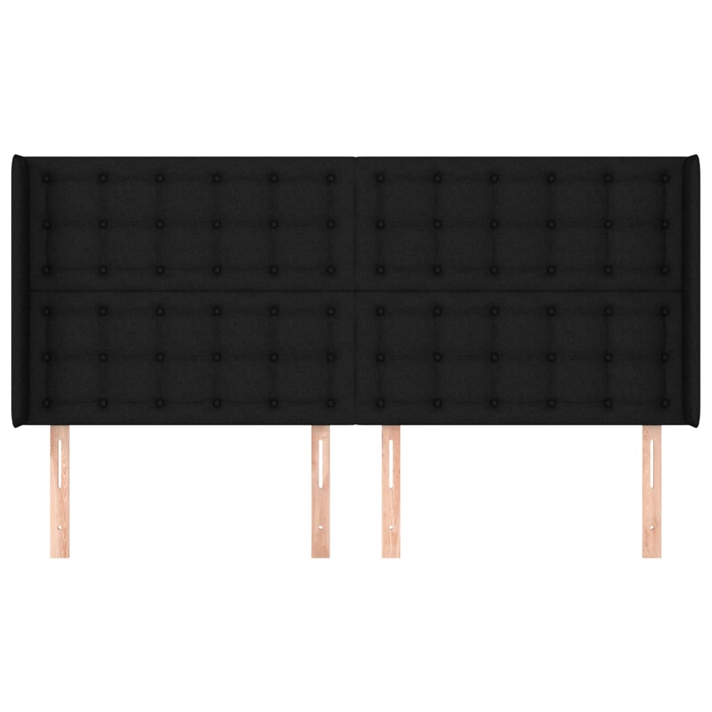 vidaXL Kopfteil mit Ohren Schwarz 163x16x118/128 cm Stoff