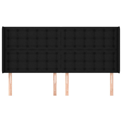 vidaXL Kopfteil mit Ohren Schwarz 163x16x118/128 cm Stoff