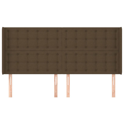 vidaXL Kopfteil mit Ohren Dunkelbraun 163x16x118/128 cm Stoff