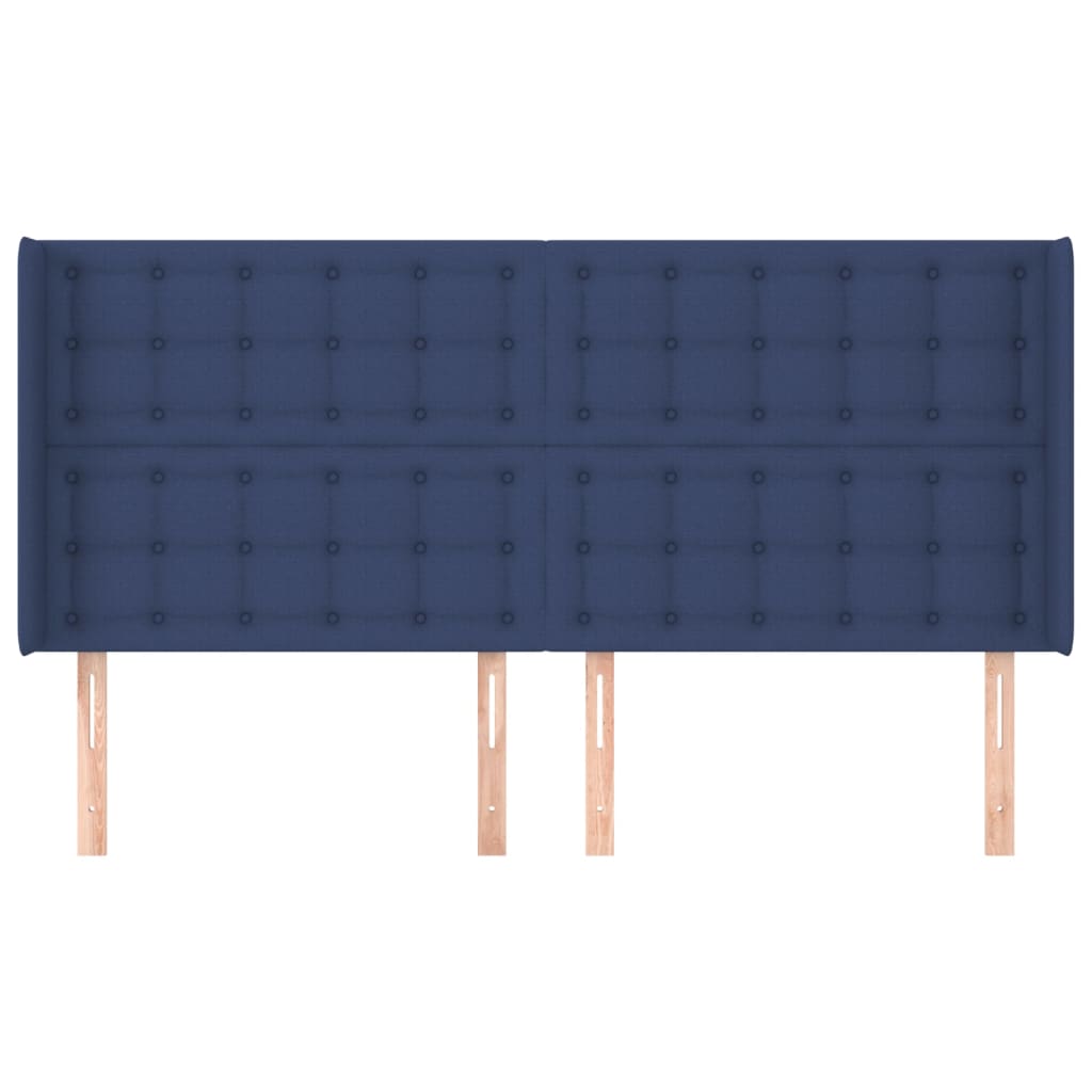 vidaXL Kopfteil mit Ohren Blau 163x16x118/128 cm Stoff