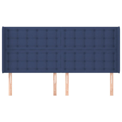 vidaXL Kopfteil mit Ohren Blau 163x16x118/128 cm Stoff
