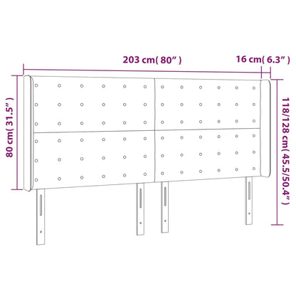 vidaXL Kopfteil mit Ohren Taupe 203x16x118/128 cm Stoff