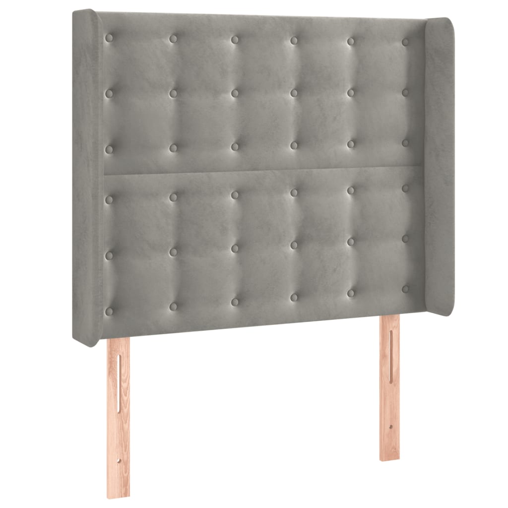 vidaXL Kopfteil mit Ohren Hellgrau 83x16x118/128 cm Samt