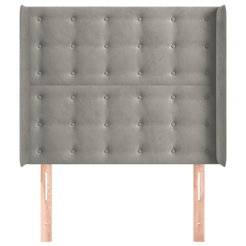 vidaXL Kopfteil mit Ohren Hellgrau 83x16x118/128 cm Samt