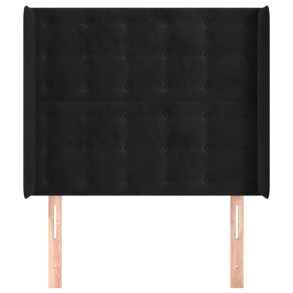 vidaXL Kopfteil mit Ohren Schwarz 83x16x118/128 cm Samt