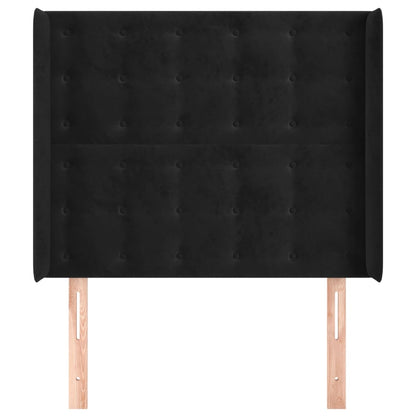 vidaXL Kopfteil mit Ohren Schwarz 83x16x118/128 cm Samt