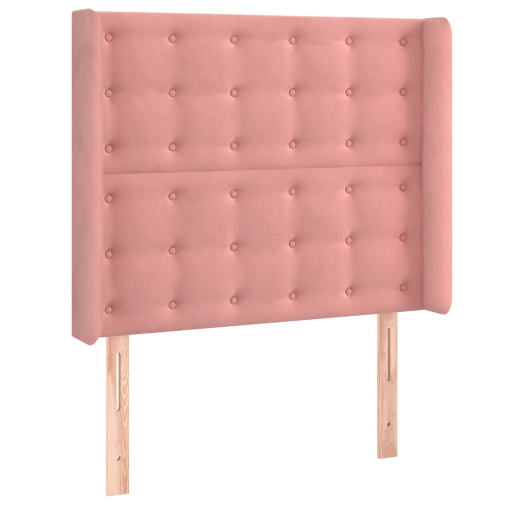 vidaXL Kopfteil mit Ohren Rosa 93x16x118/128 cm Samt